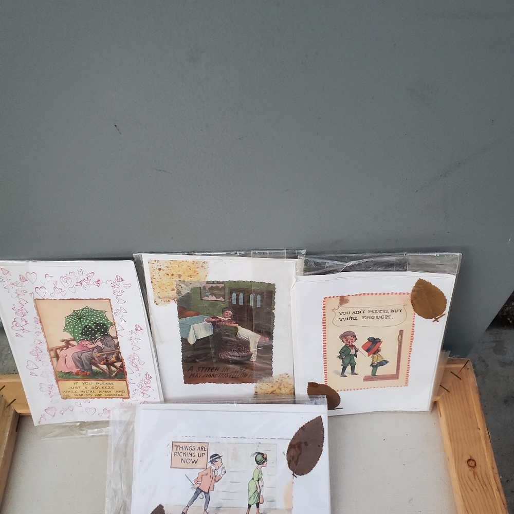 Vintage Repro 4 Valentines Greetings Card Assorted  Humor Nostalgic Blank inside